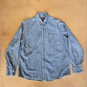 Men's Medium Wash Blue Denim Shirt